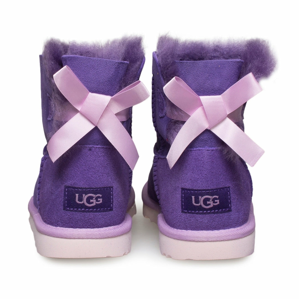 UGG Mini Bailey Bow II Violet Bloom Shearling Boots Youth 3 or Women 5
